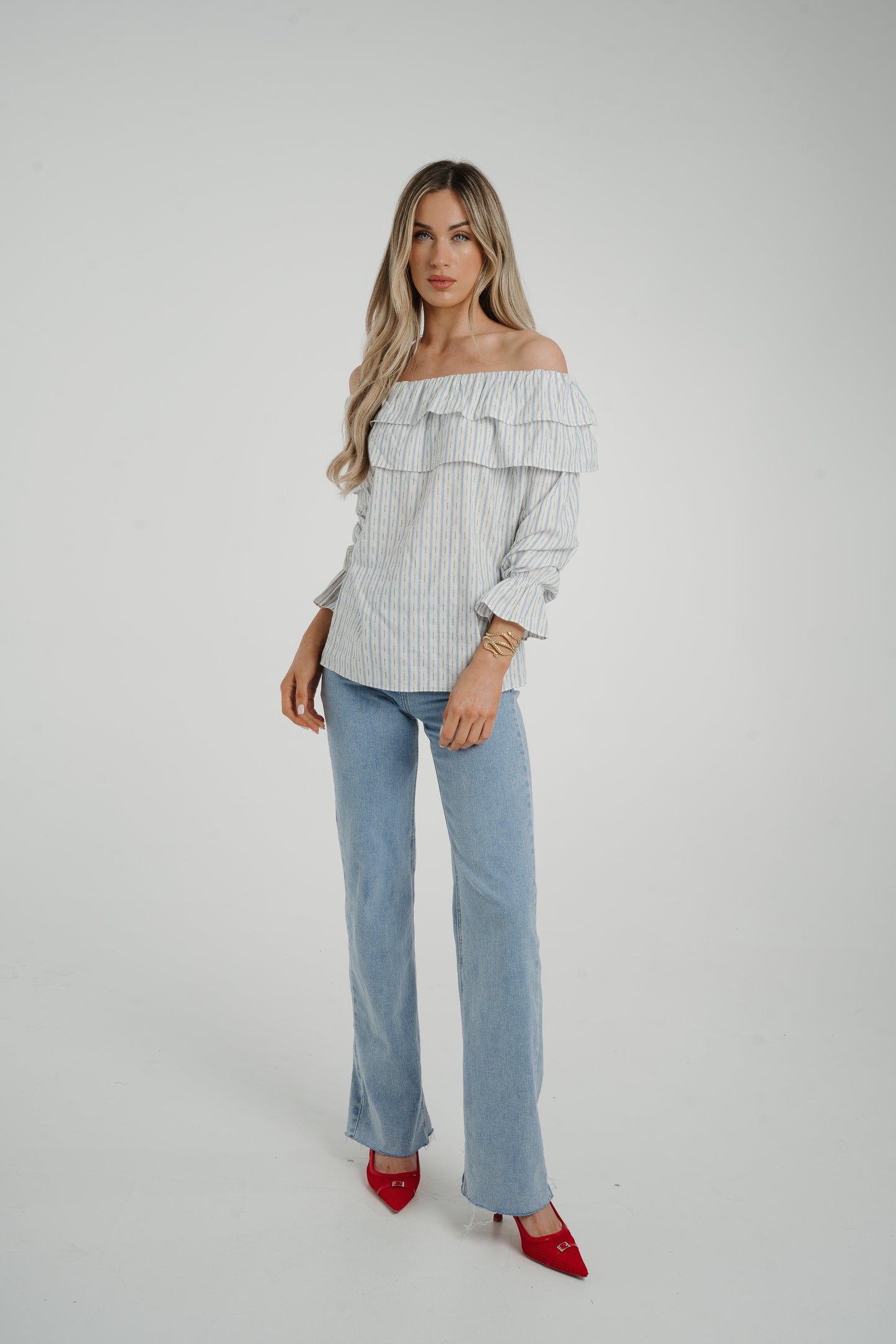 Ally Bardot Stripe Top In Blue