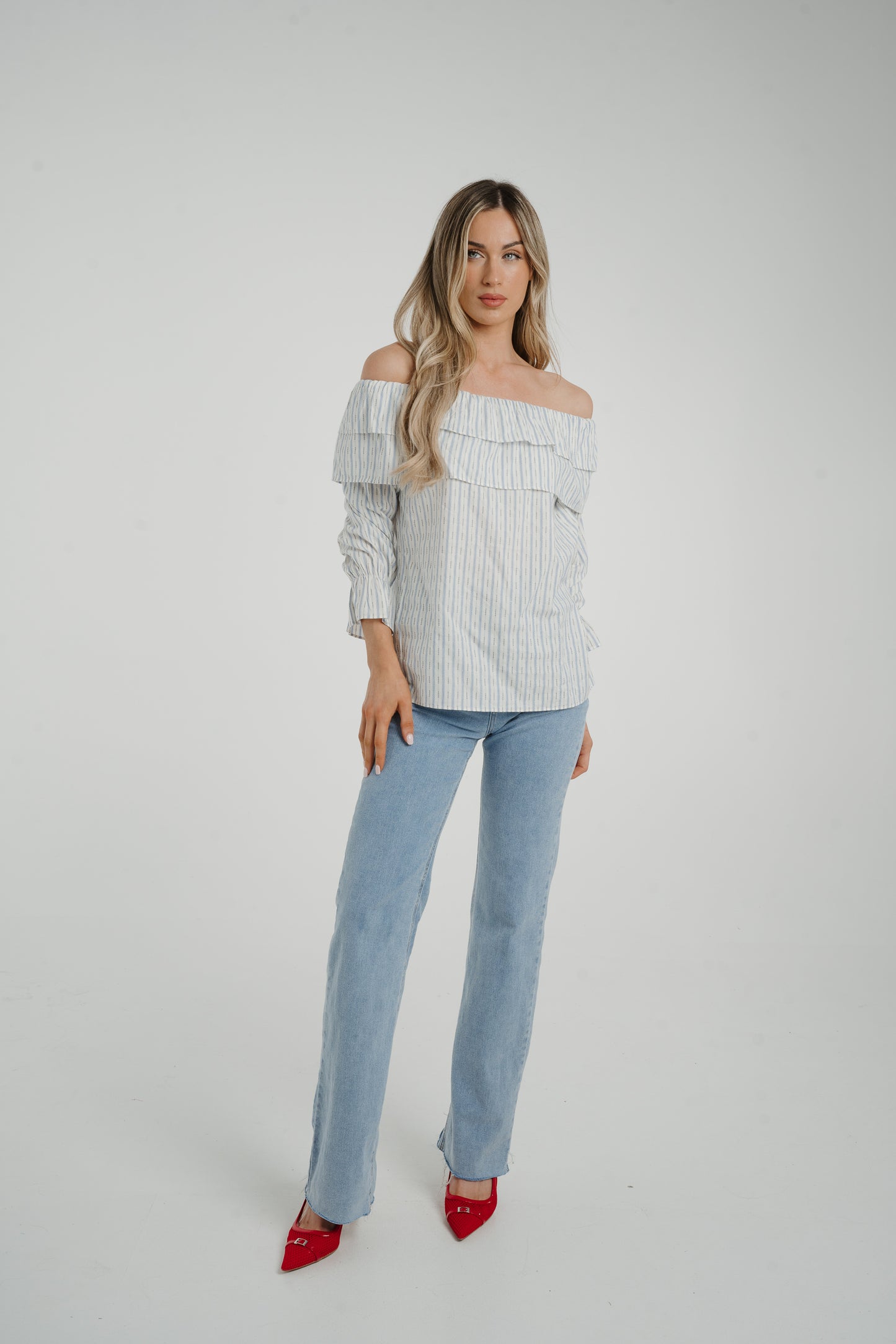 Ally Bardot Stripe Top In Blue