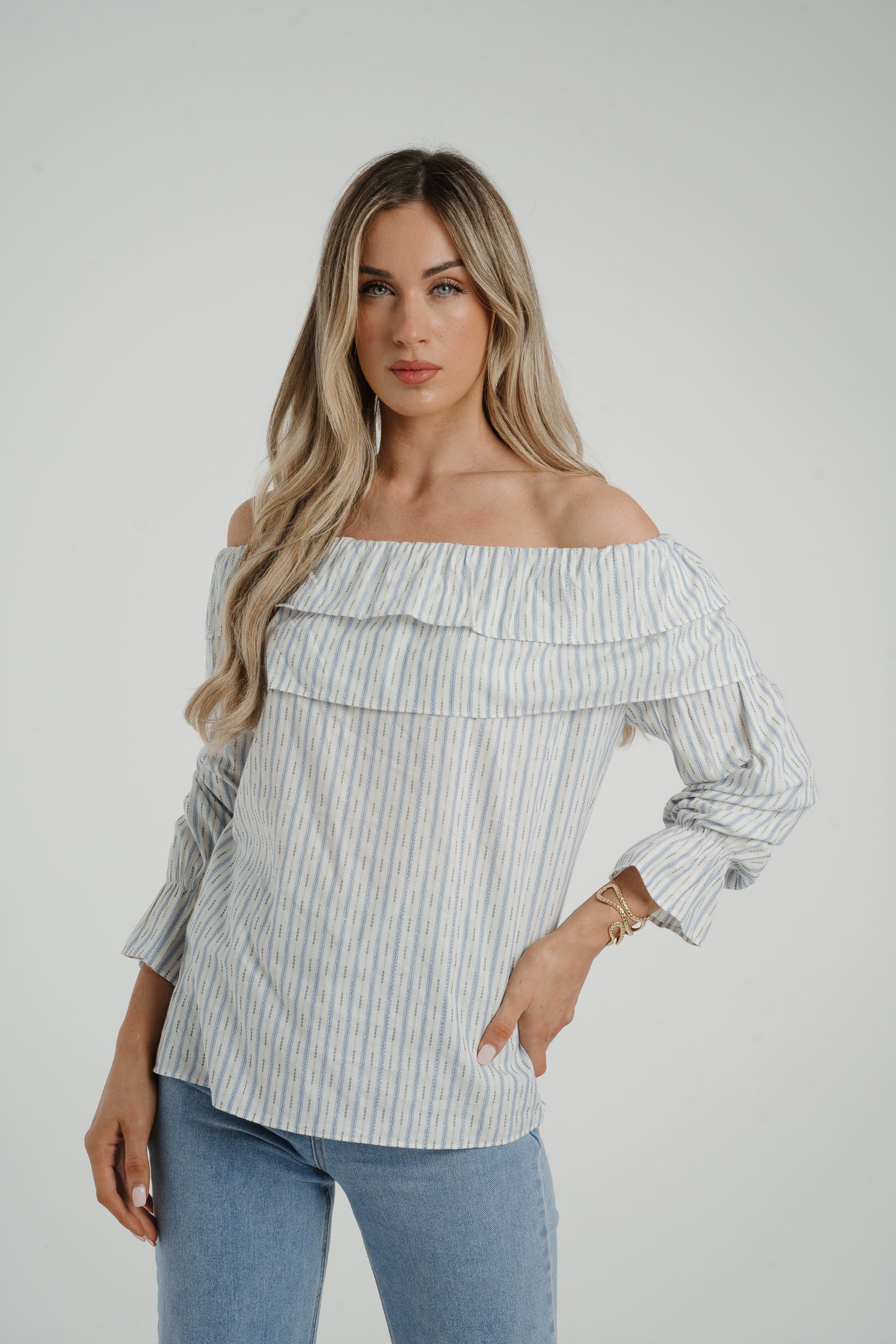 Ally Bardot Stripe Top In Blue