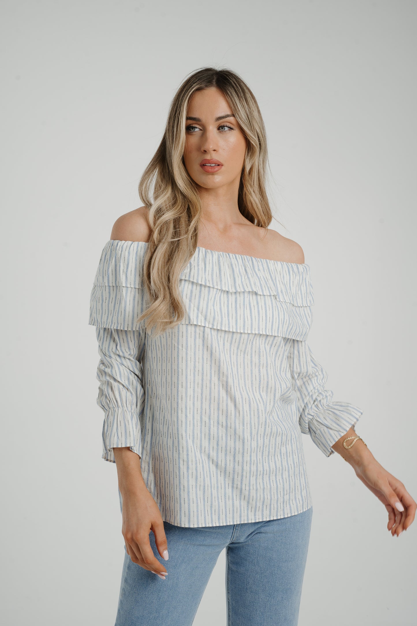 Ally Bardot Stripe Top In Blue