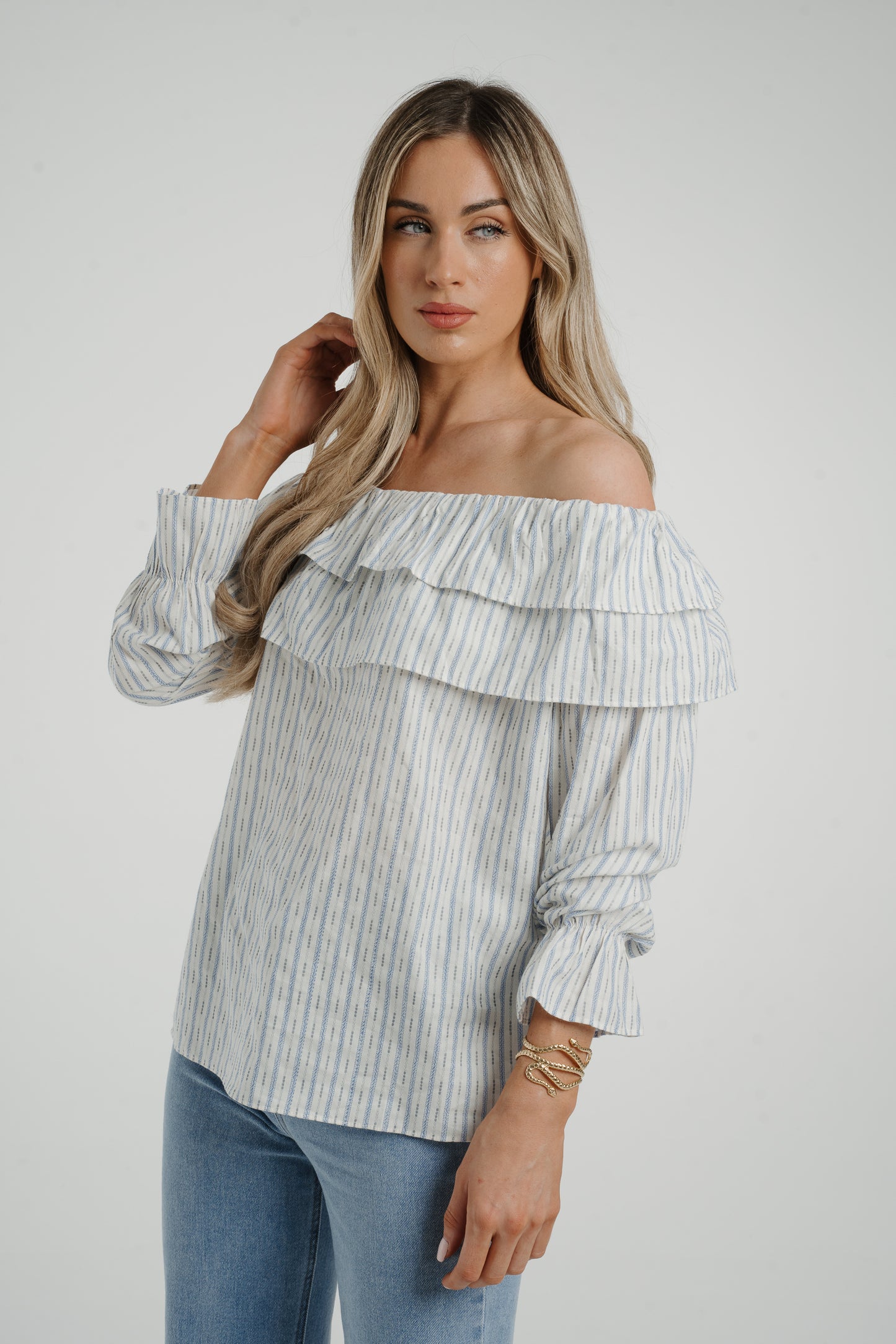 Ally Bardot Stripe Top In Blue