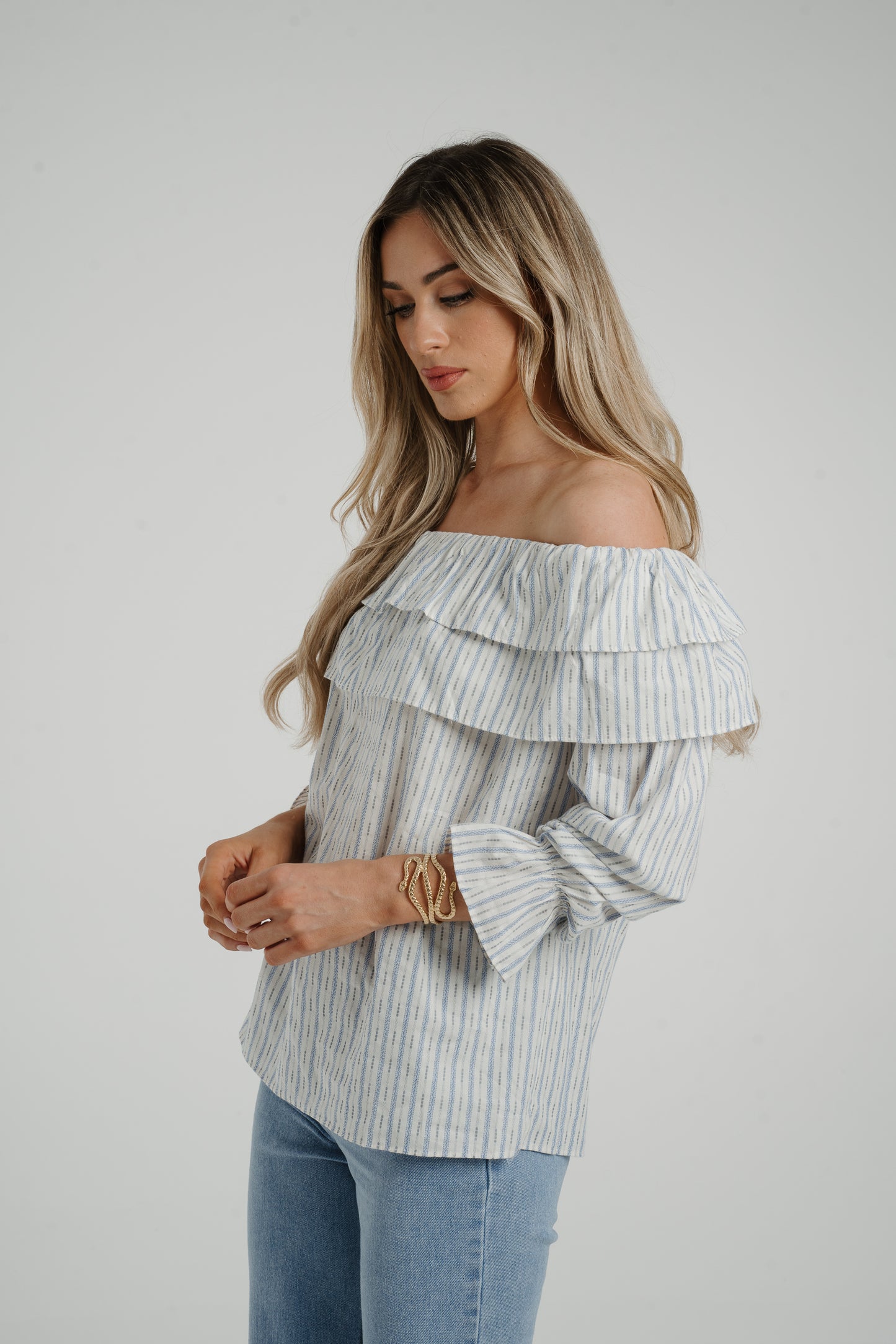 Ally Bardot Stripe Top In Blue