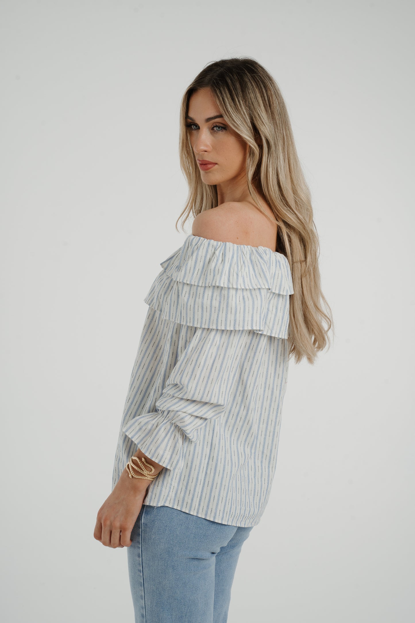 Ally Bardot Stripe Top In Blue