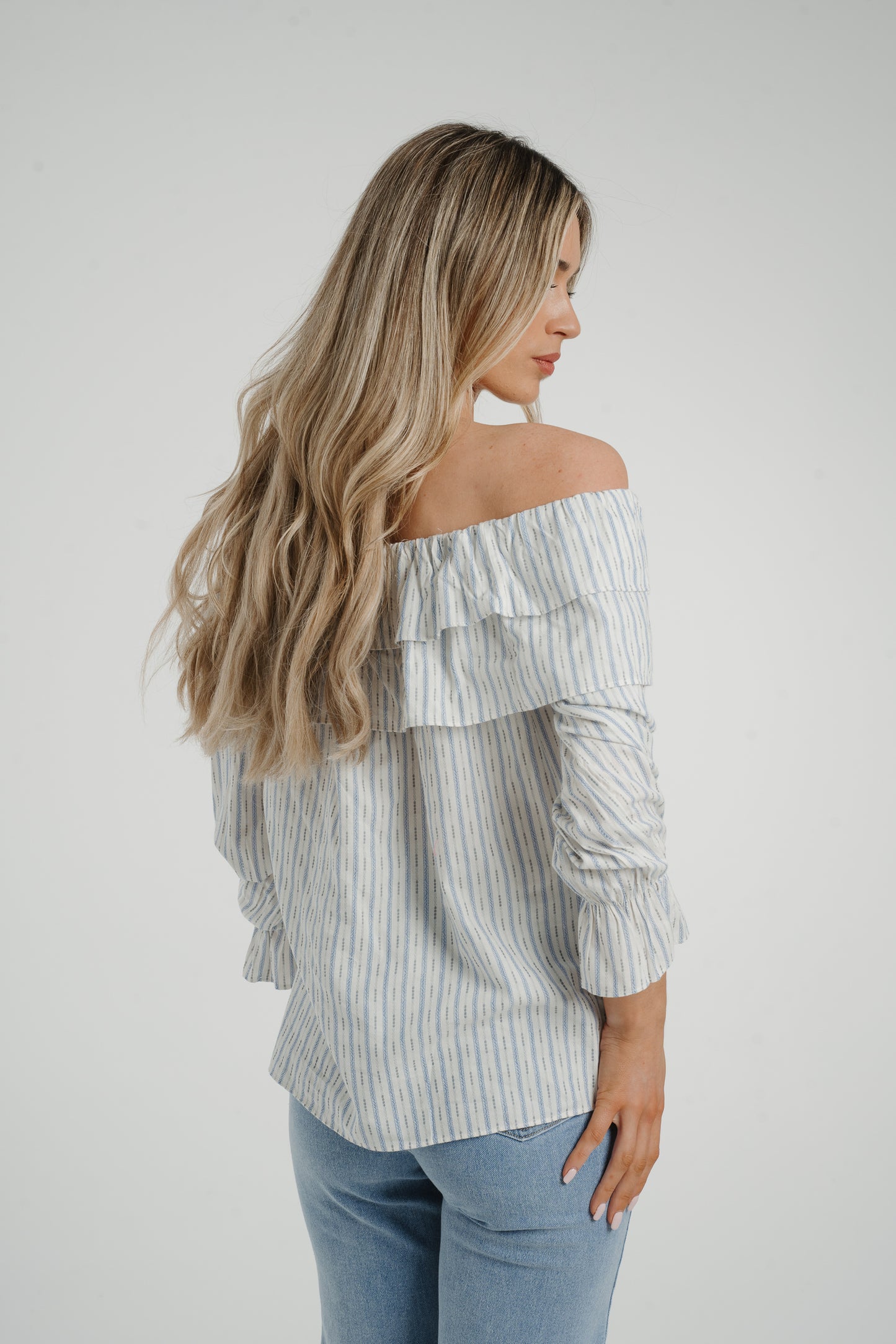 Ally Bardot Stripe Top In Blue