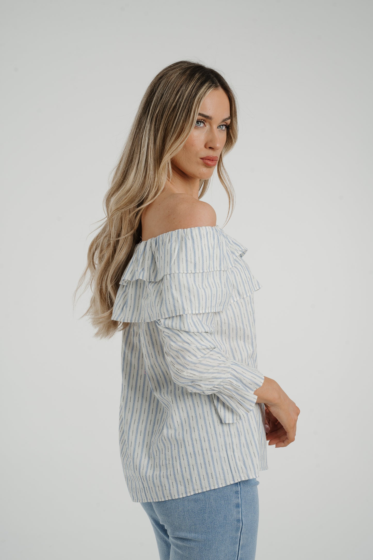 Ally Bardot Stripe Top In Blue