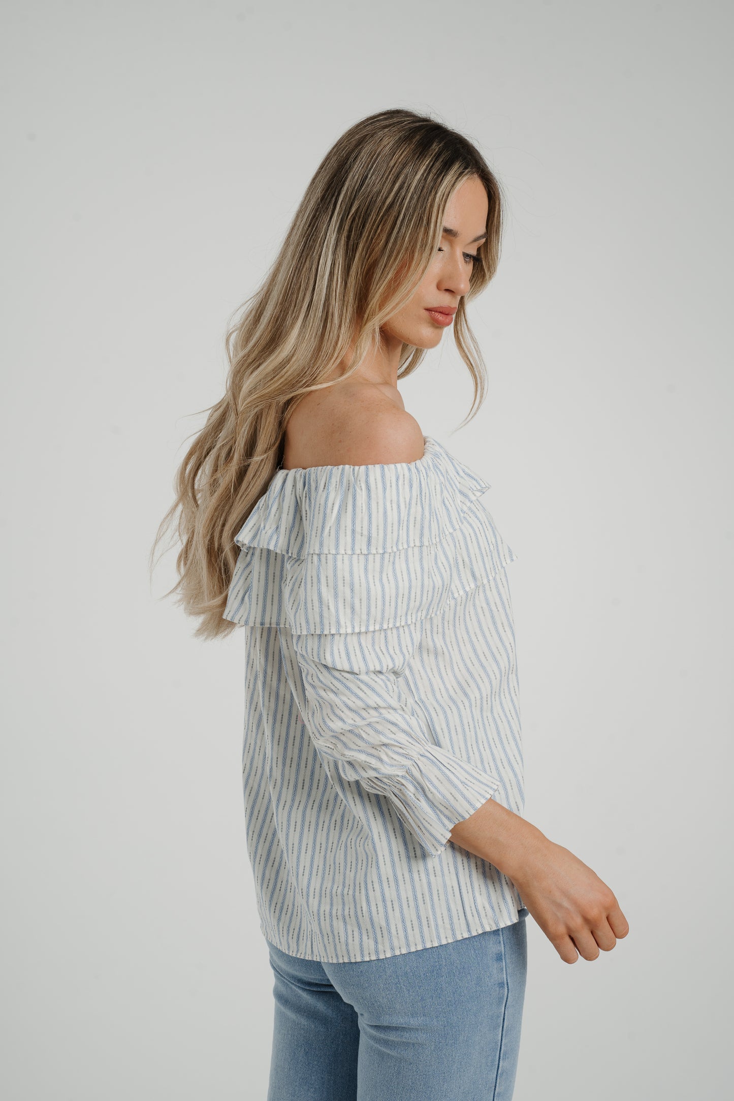 Ally Bardot Stripe Top In Blue