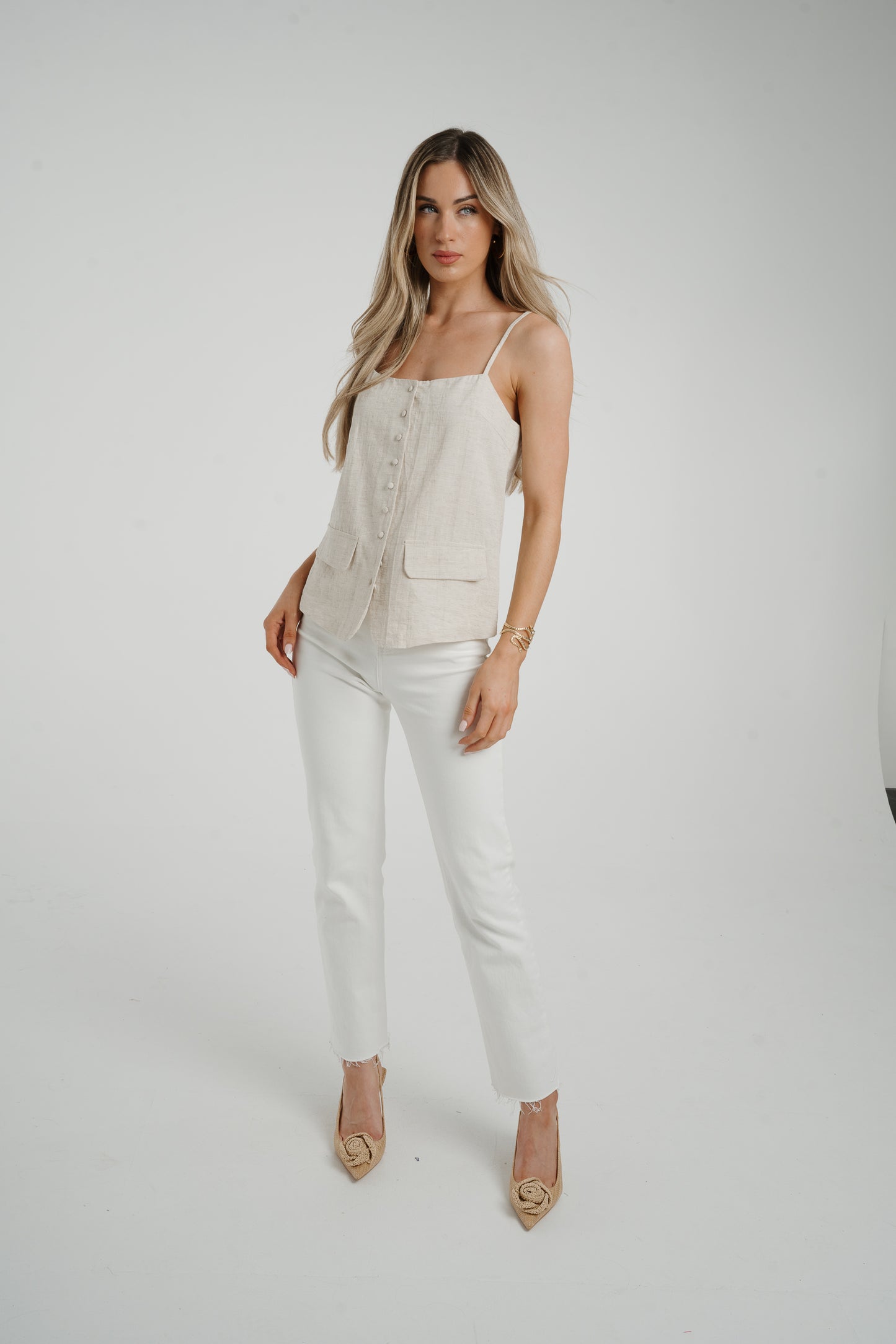 Elsa Button Front Cami In Neutral