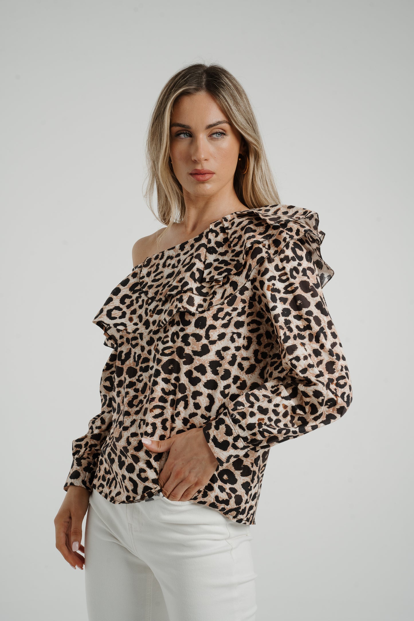 Leona One Shoulder Top In Leopard Print