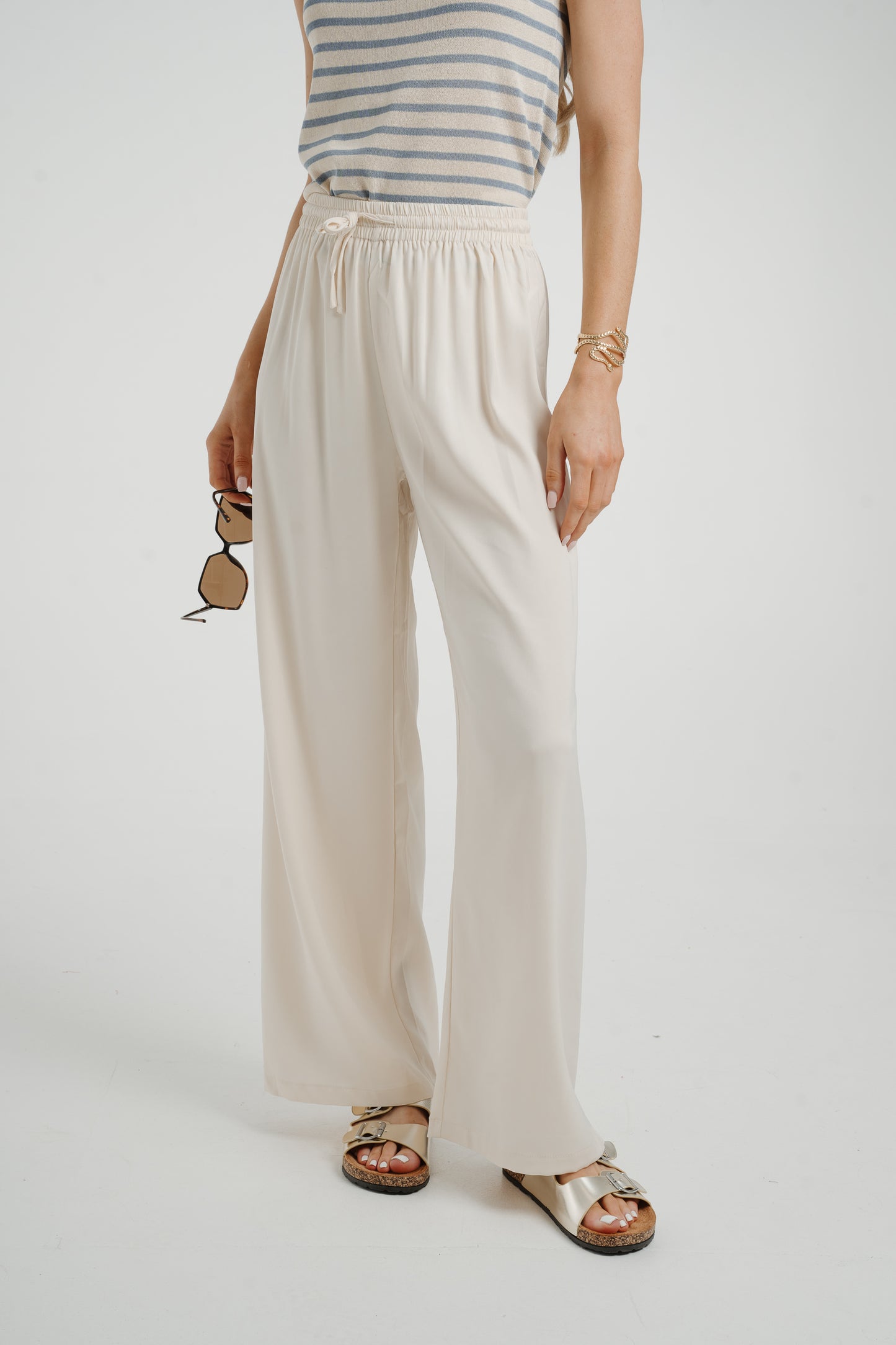 Elsa Drawstring Waist Trousers In Ivory