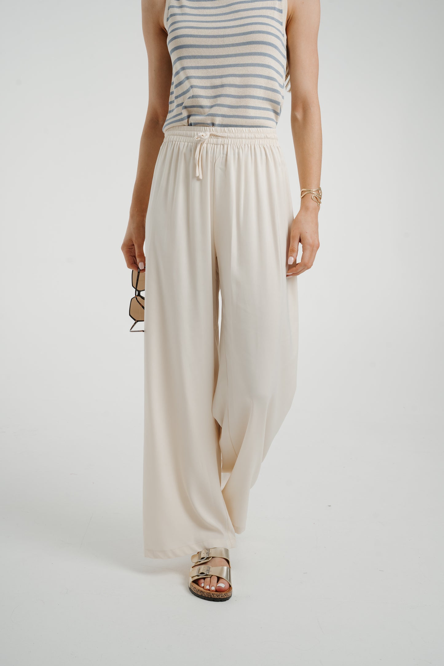 Elsa Drawstring Waist Trousers In Ivory