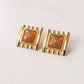Olive Square Taupe Stone Earrings In Gold