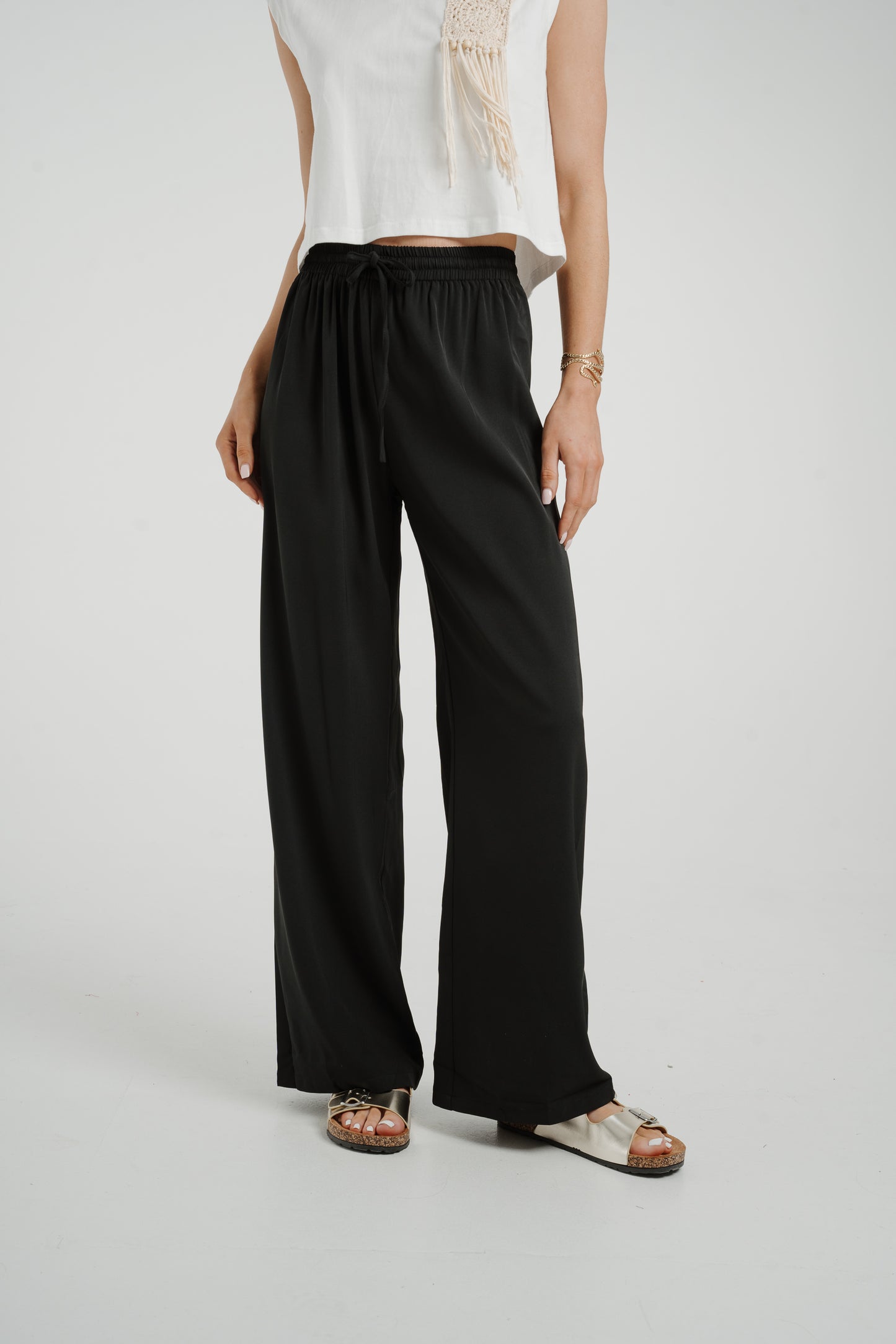 Elsa Drawstring Waist Trousers In Black