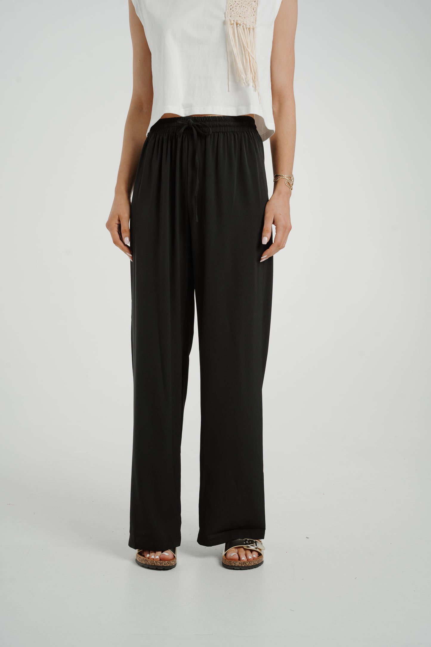 Elsa Drawstring Waist Trousers In Black