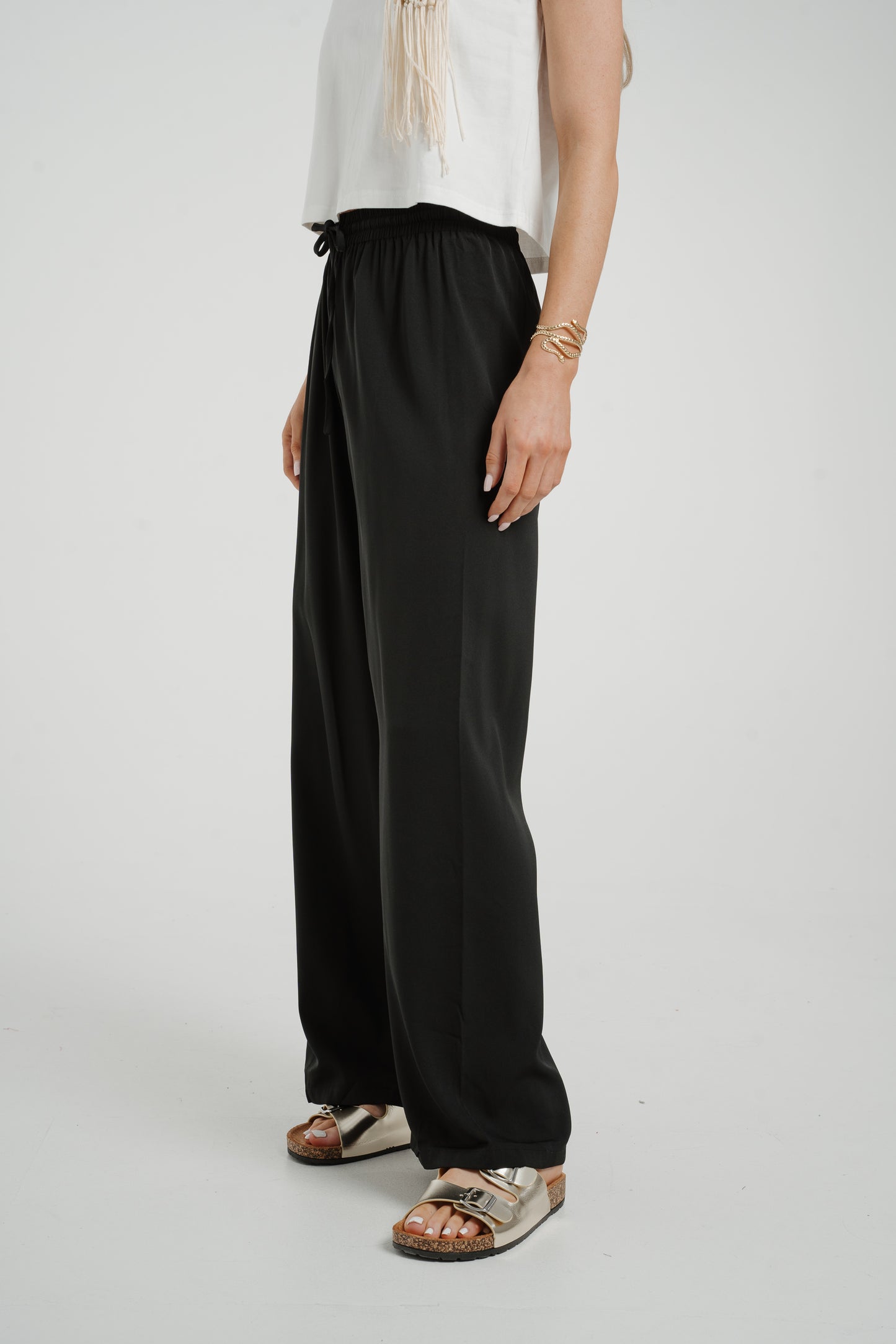 Elsa Drawstring Waist Trousers In Black