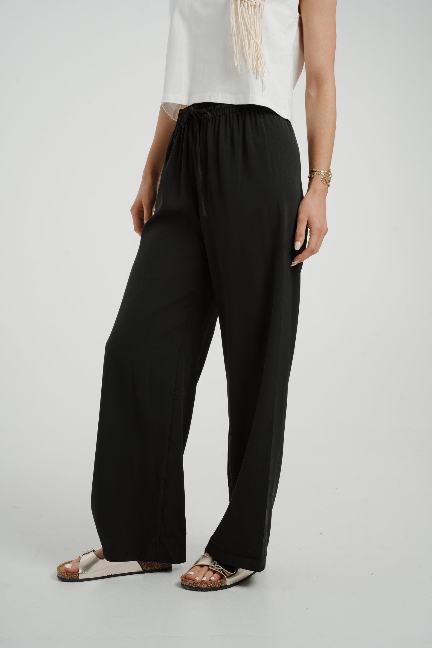 Elsa Drawstring Waist Trousers In Black