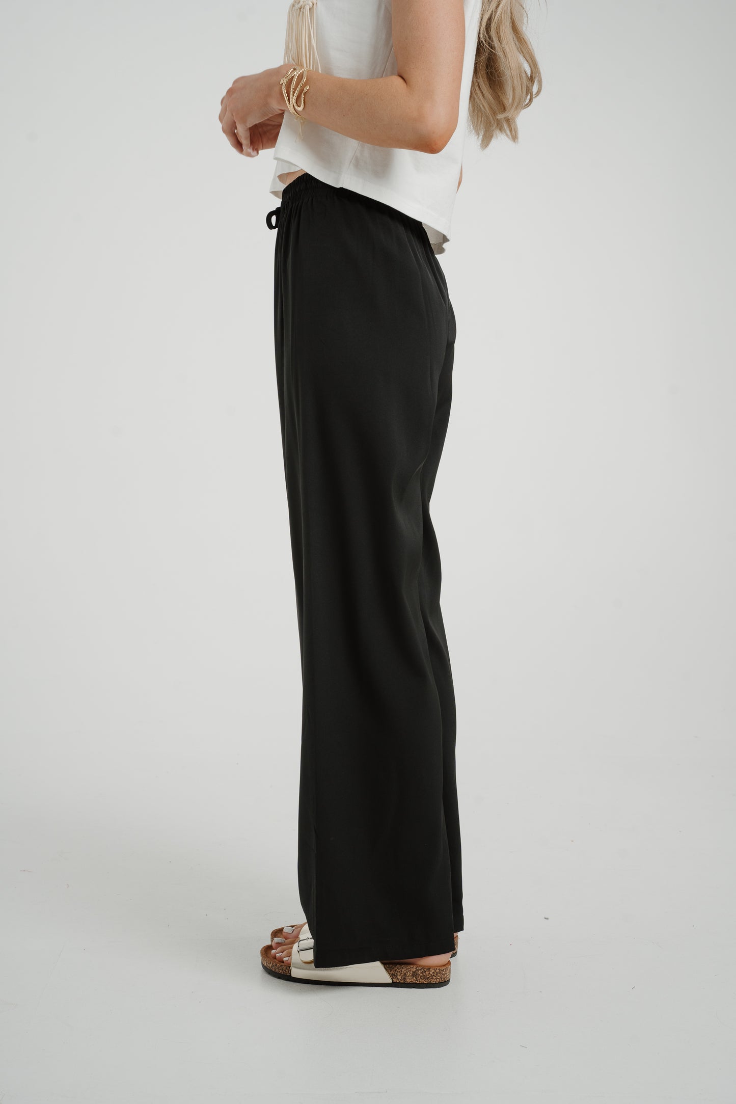 Elsa Drawstring Waist Trousers In Black