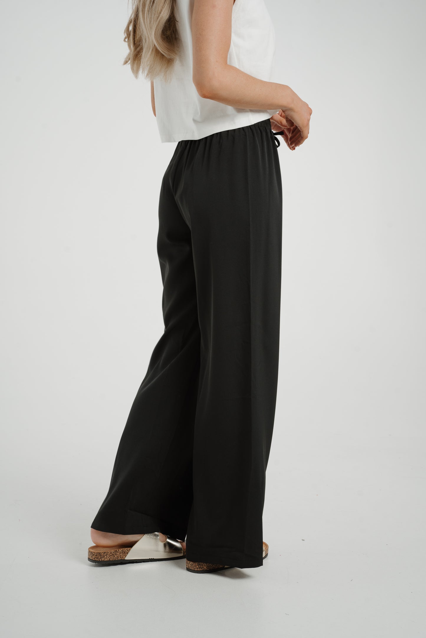 Elsa Drawstring Waist Trousers In Black