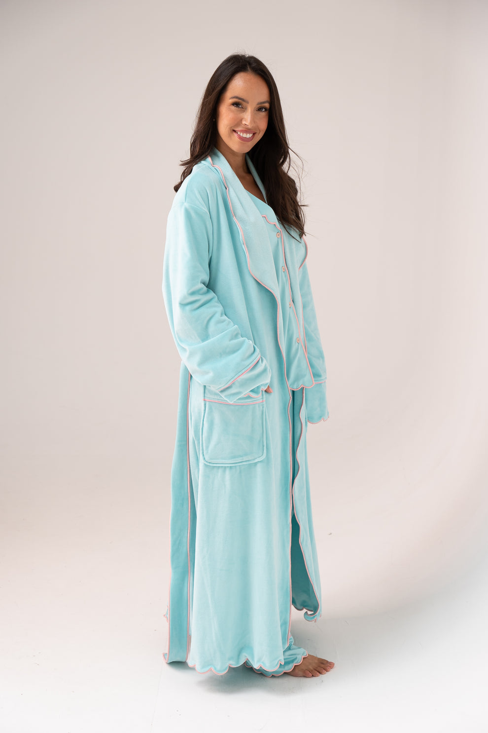 Love Laura Trim Robe In Turquoise – The Walk in Wardrobe