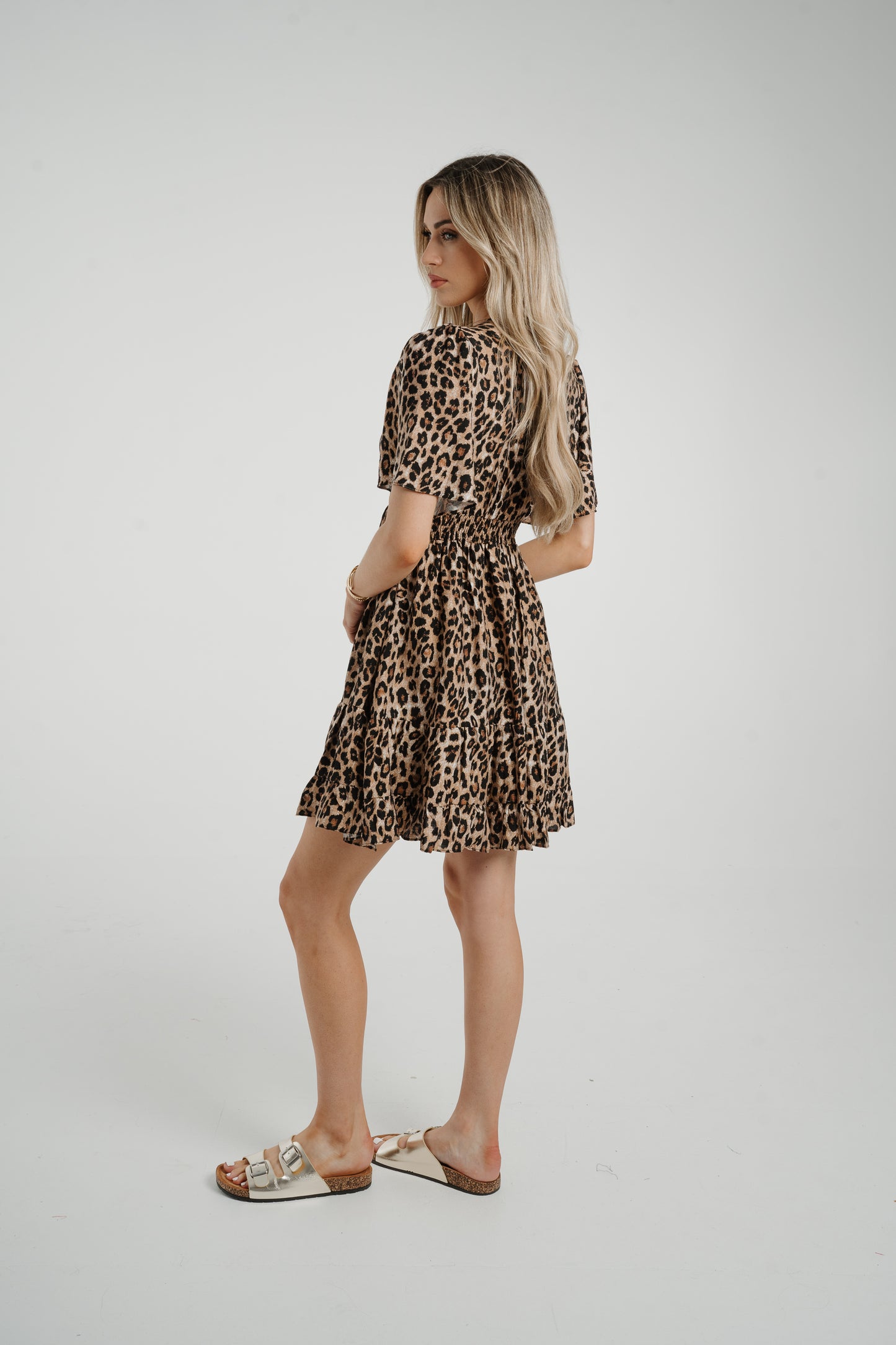 Ally Peplum Mini Dress In Leopard Print
