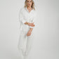 Elsa Tie Waist Pinstripe Trousers In White