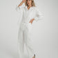 Elsa Tie Waist Pinstripe Trousers In White