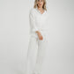 Elsa Tie Waist Pinstripe Trousers In White
