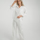 Elsa Tie Waist Pinstripe Trousers In White