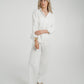 Elsa Tie Waist Pinstripe Trousers In White