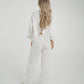Elsa Tie Waist Pinstripe Trousers In White