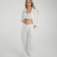 Elsa Tie Waist Pinstripe Trousers In White