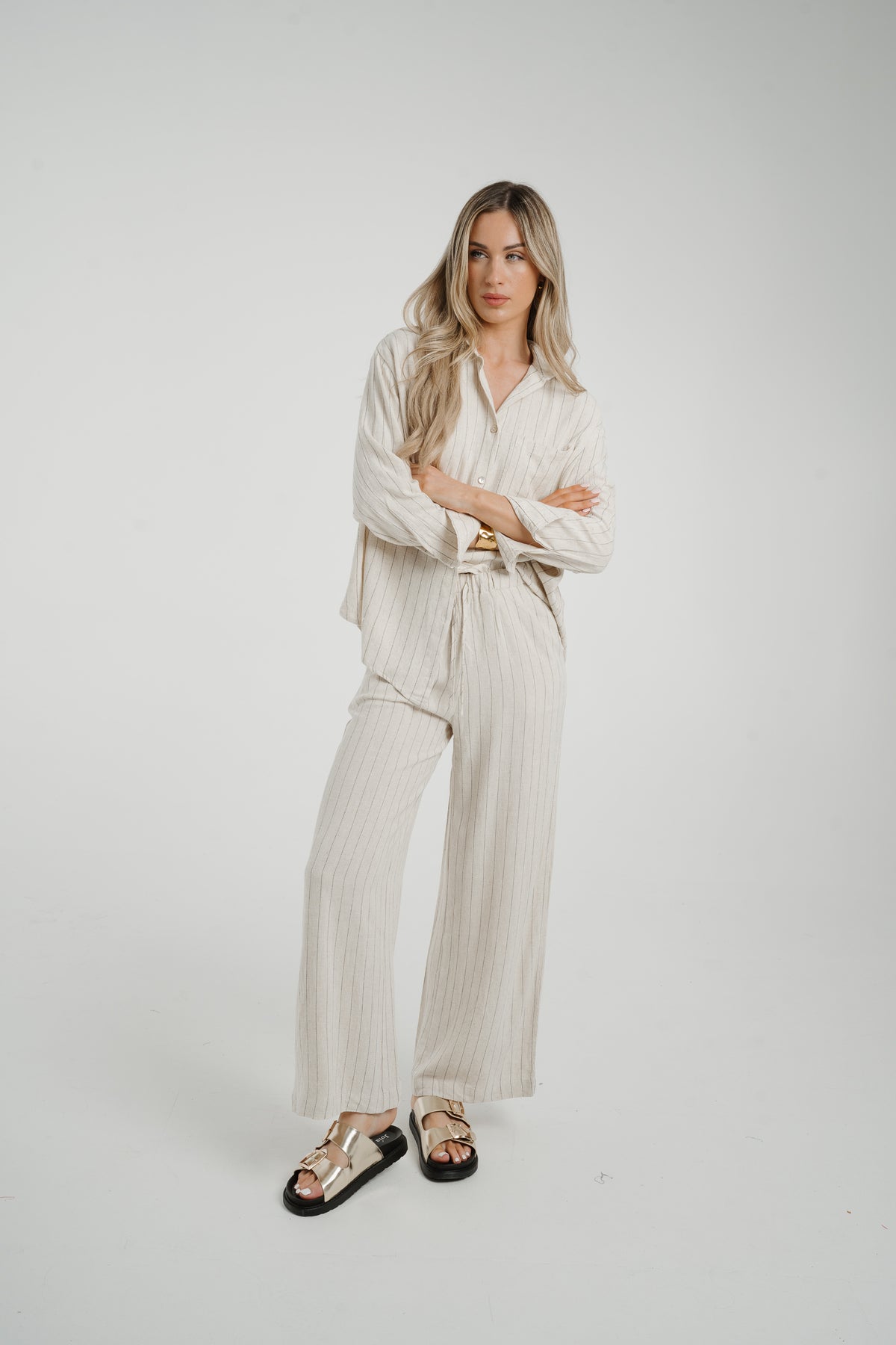 Elsa Linen Mix Stripe Shirt In Neutral