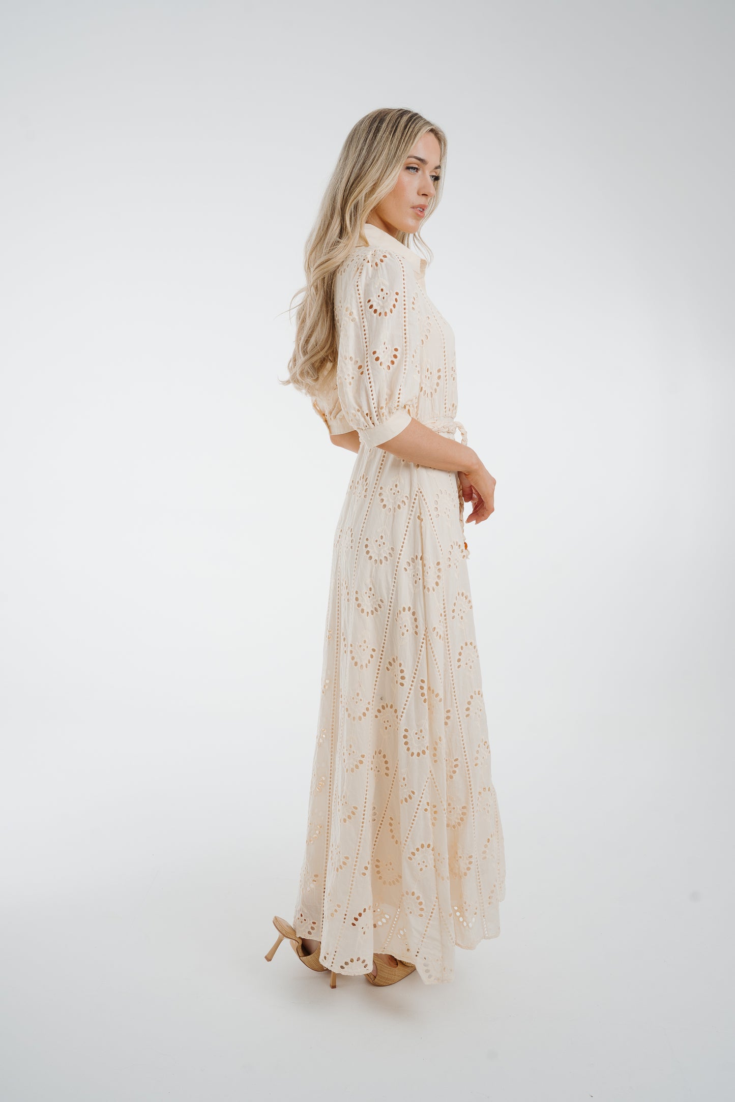 Taylor Embroidered Shirt Dress In Neutral
