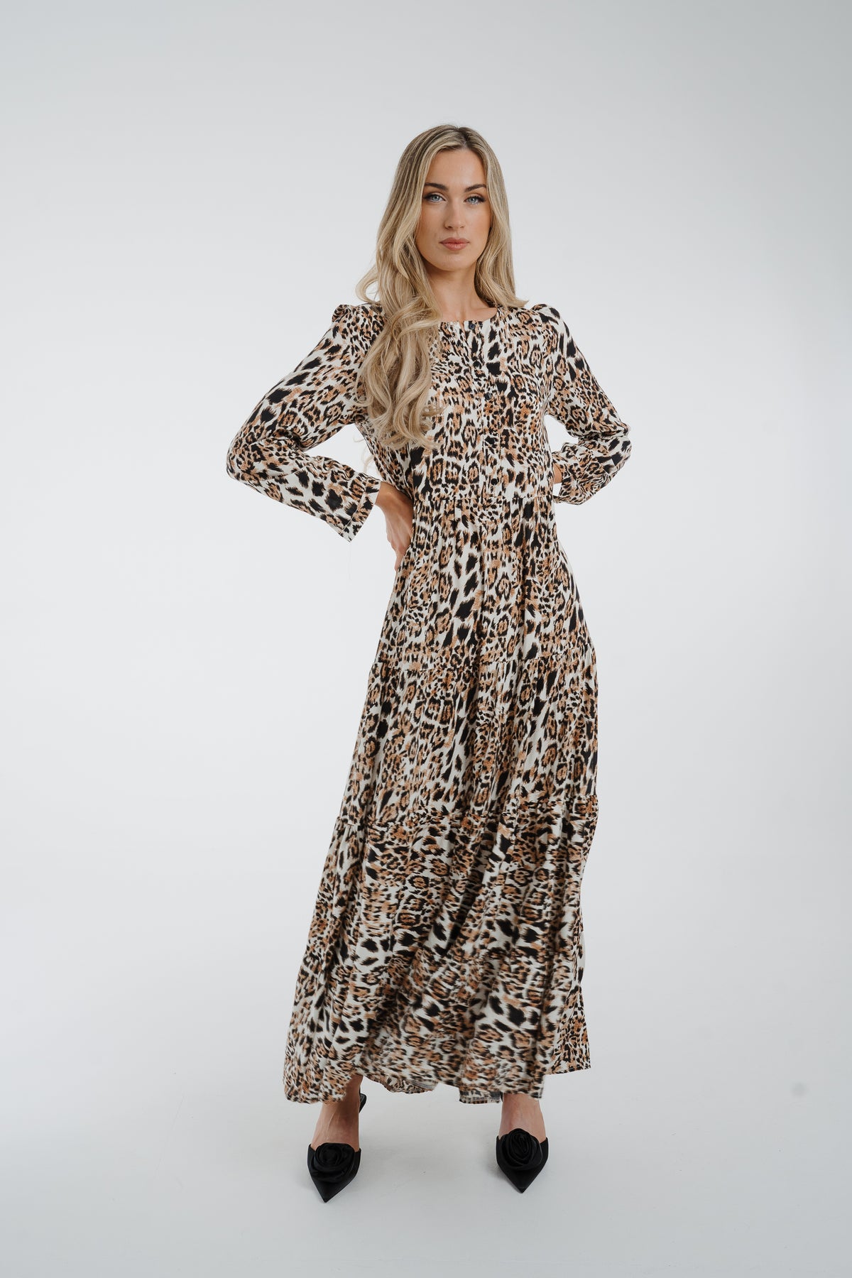 Polly Midi Dress In Leopard Print
