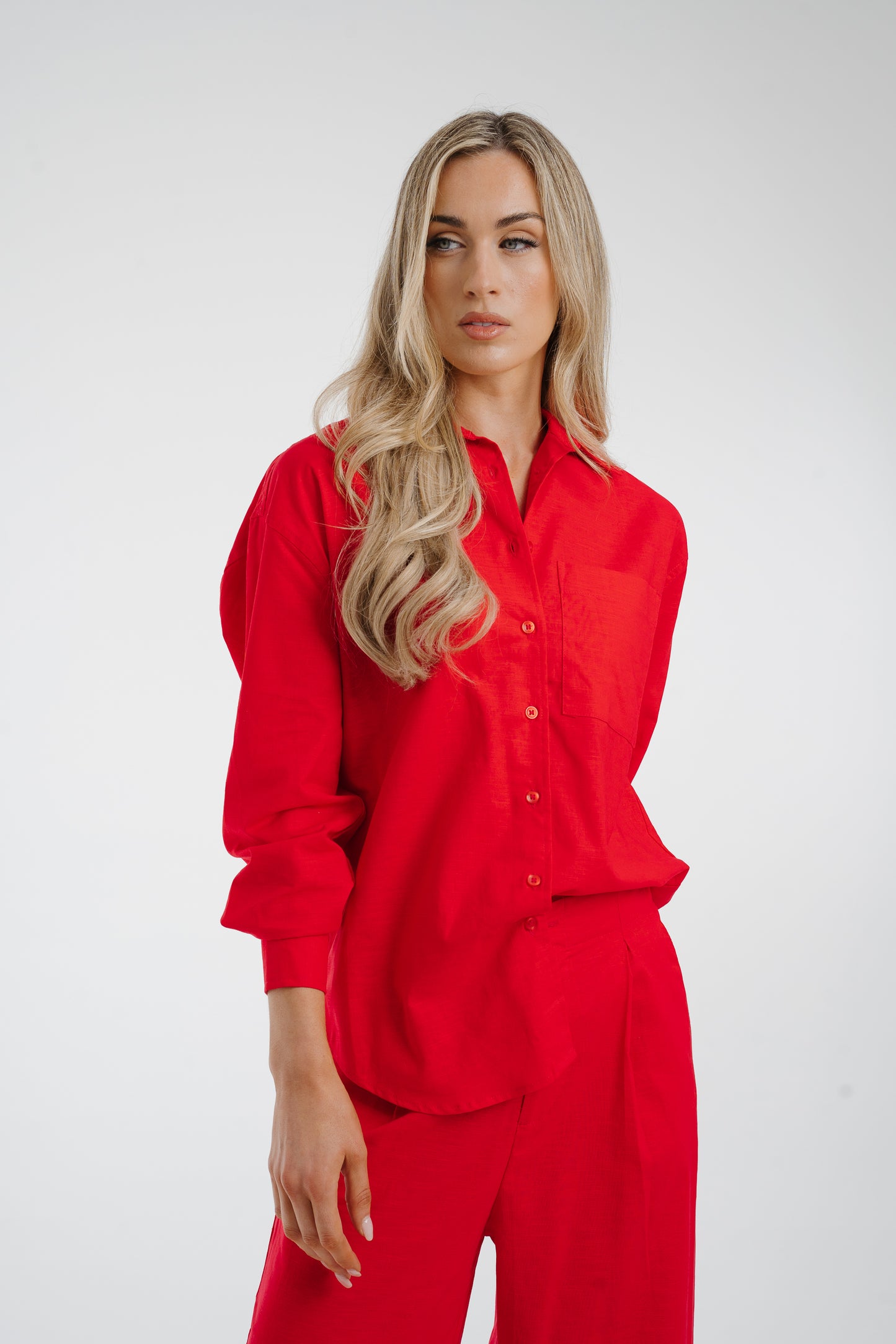 Arabella Linen Mix Shirt In Red