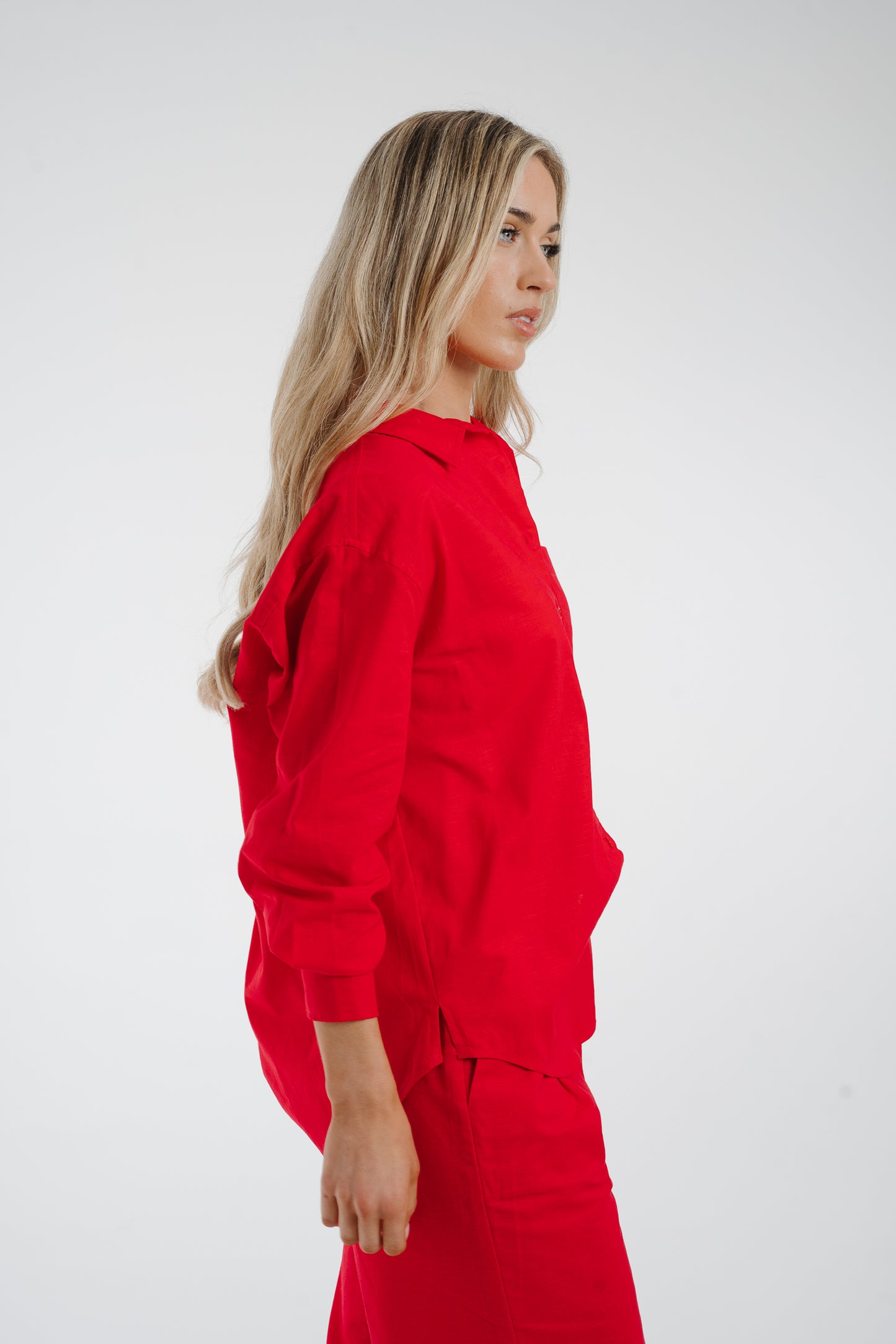 Arabella Linen Mix Shirt In Red