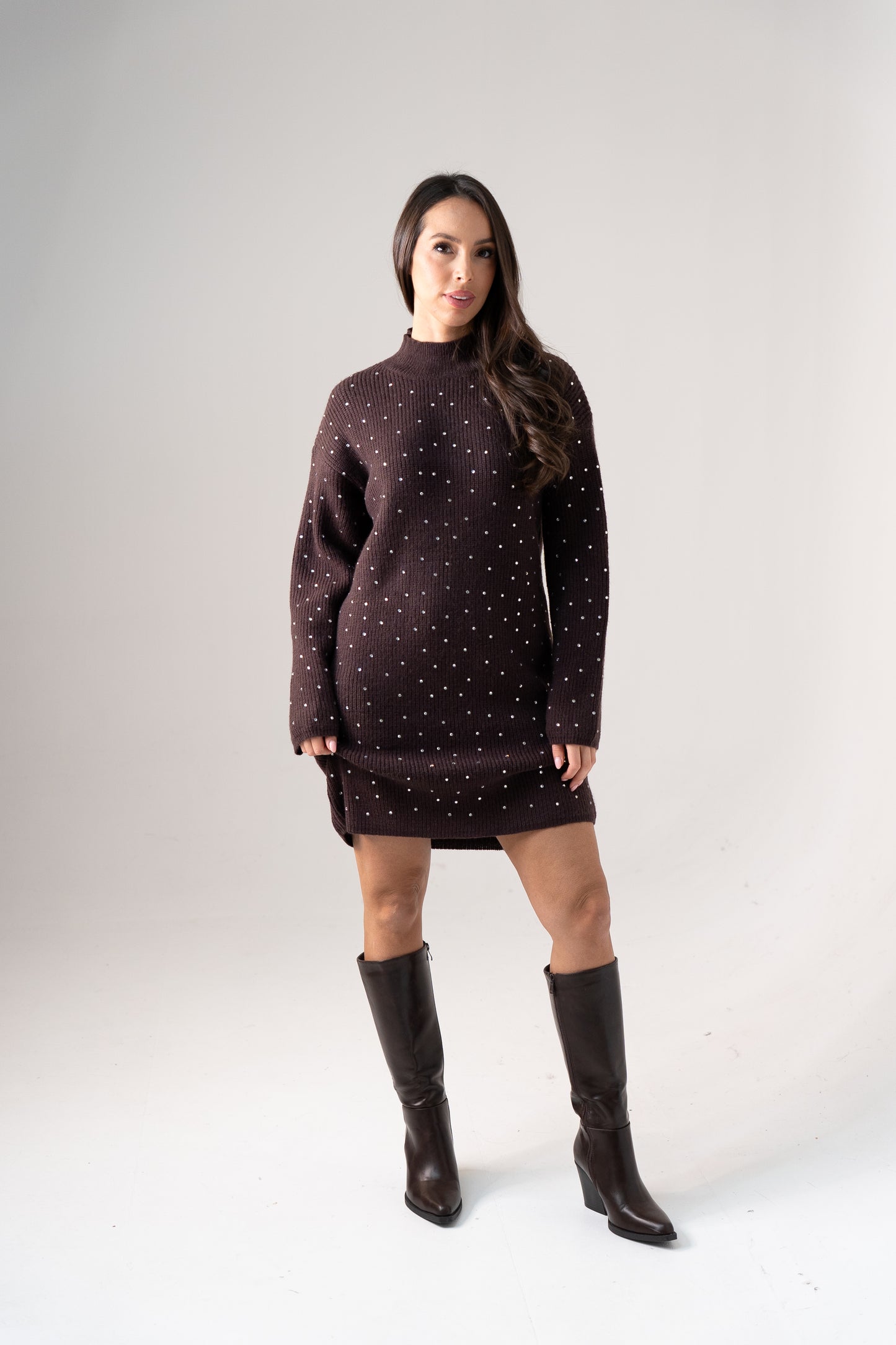 Kendra Embellished Jumper In Chocolate