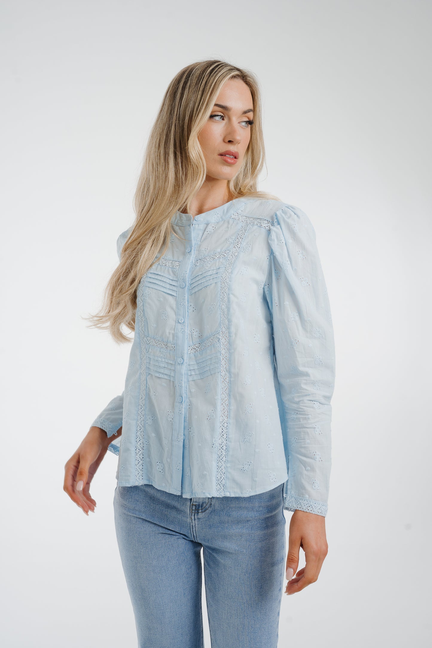Holly Broderie Anglaise Blouse In Blue
