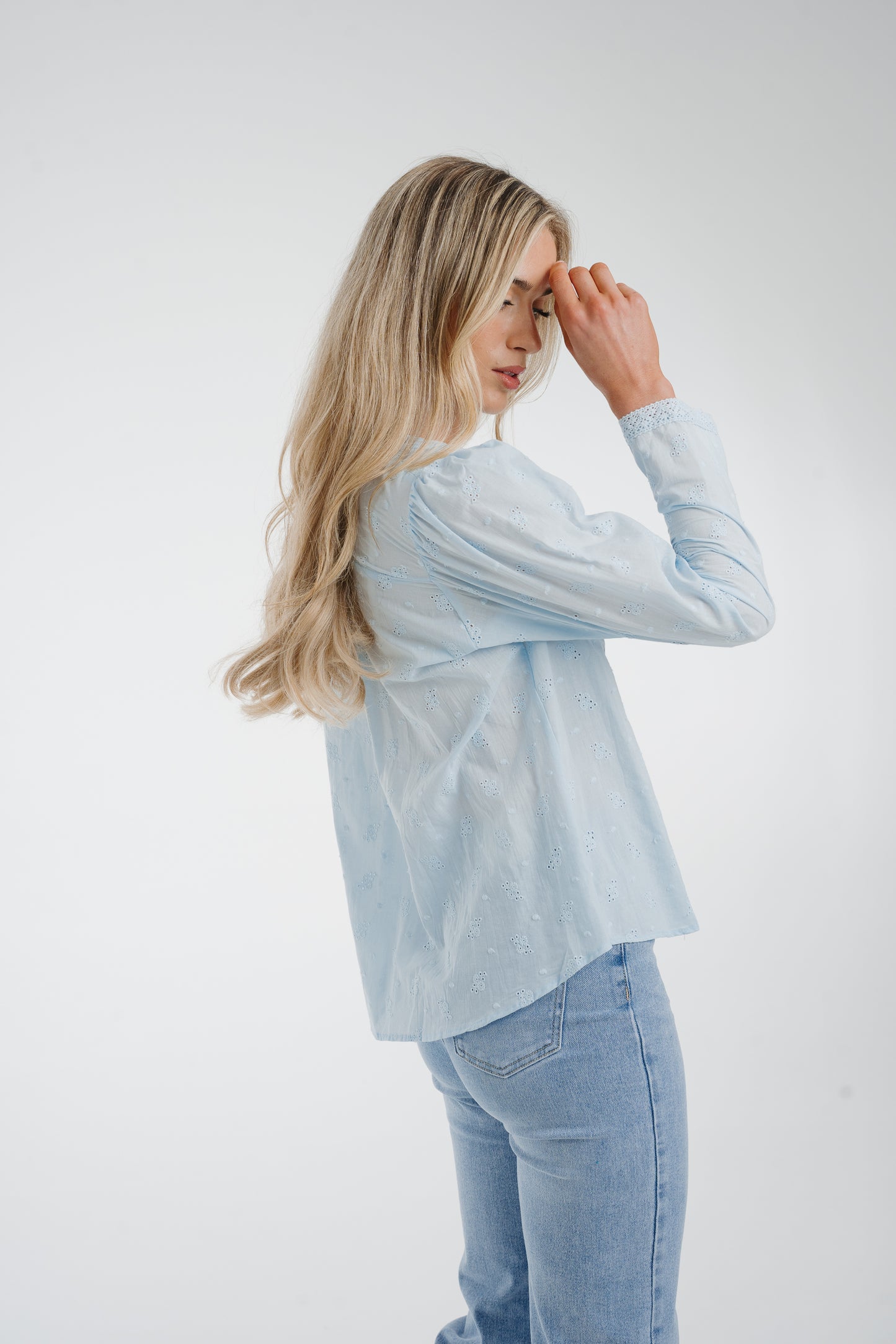Holly Broderie Anglaise Blouse In Blue