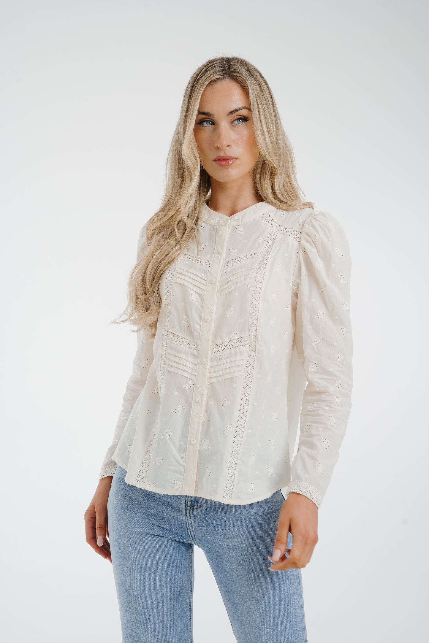 Holly Broderie Anglaise Blouse In Cream