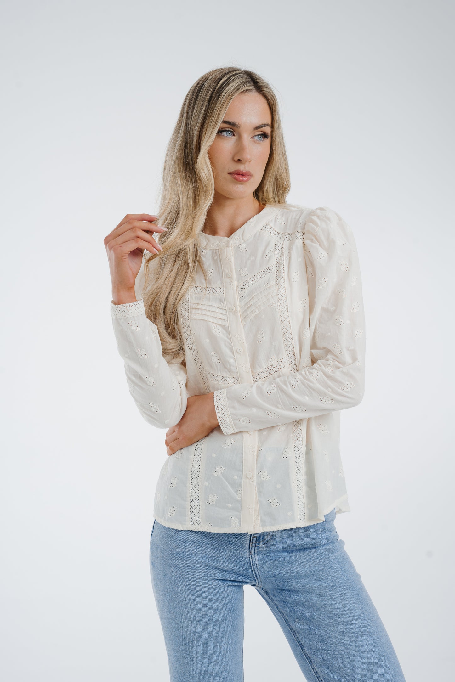 Holly Broderie Anglaise Blouse In Cream