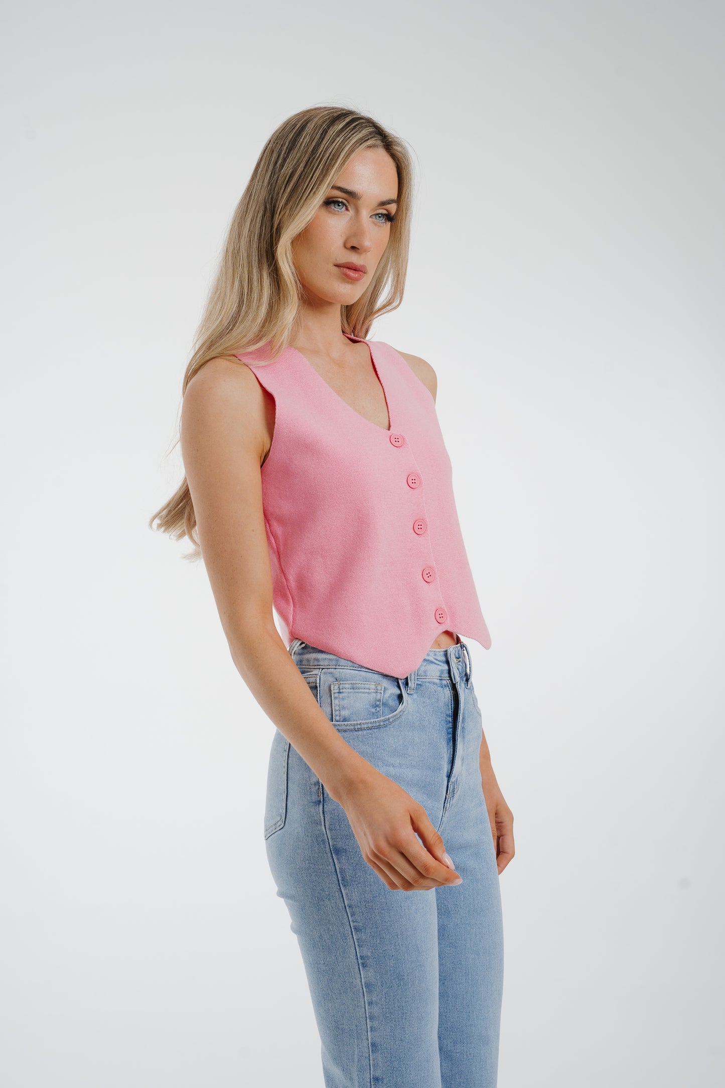 Holly Knit Waistcoat In Pink