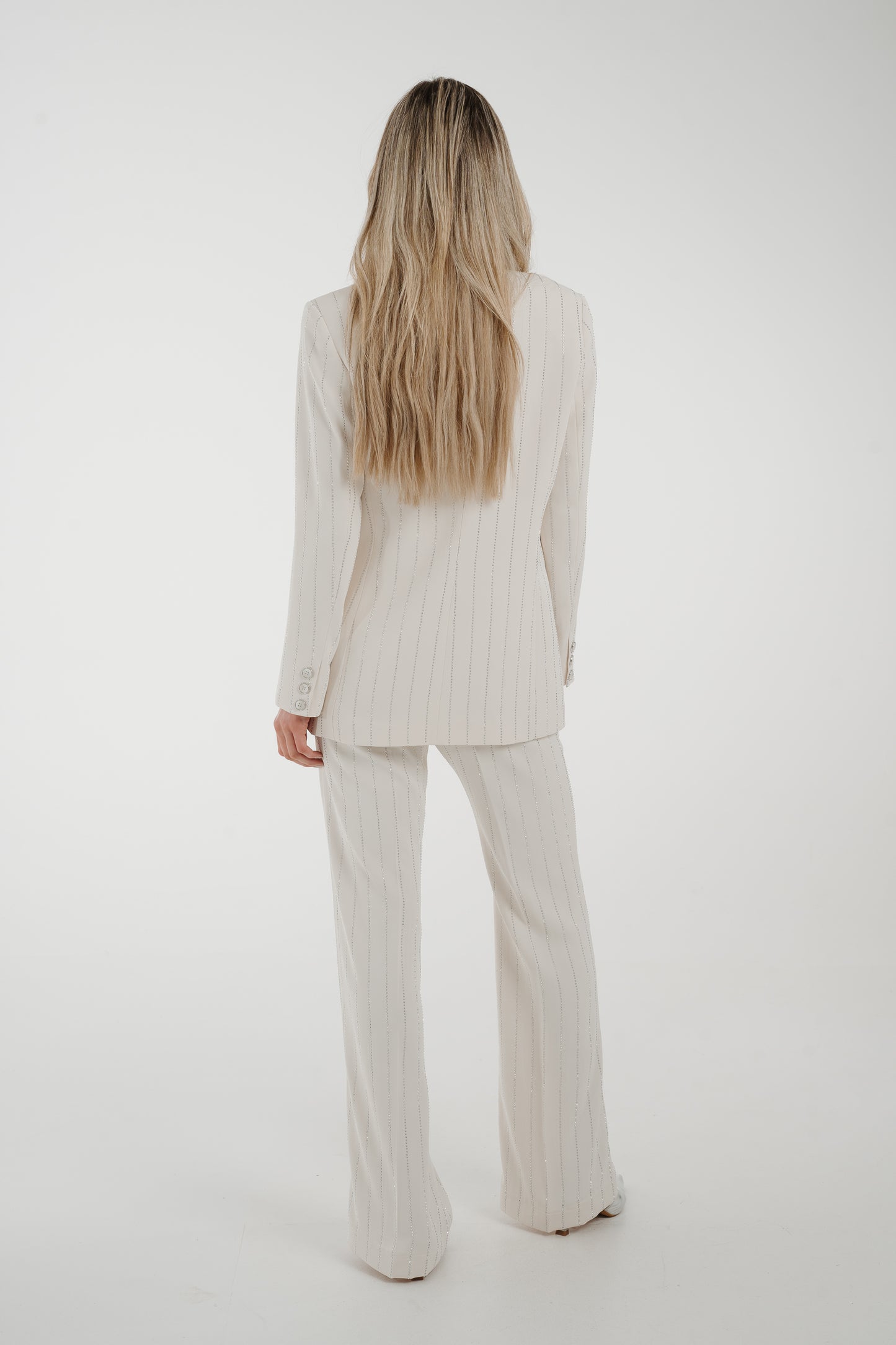 Alana Sparkle Pinstripe Suit In Cream