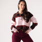 Kendra Rugby Top In Coffee & Pink