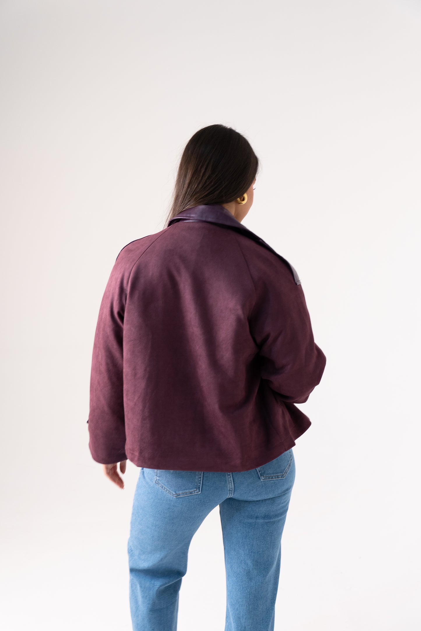 Kendra Faux Suede Jacket In Bordeaux