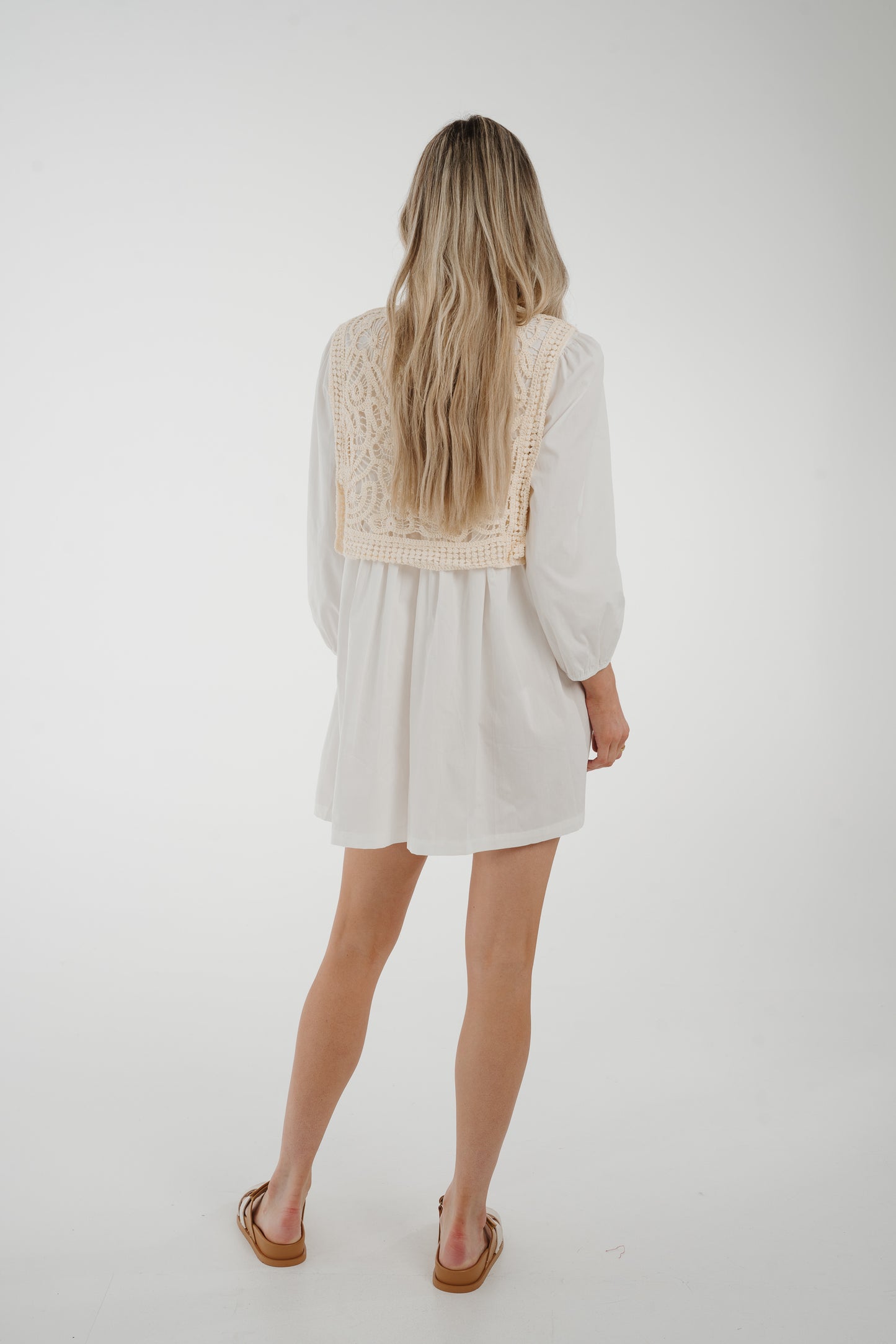 Holly Crochet Overlay Dress In White