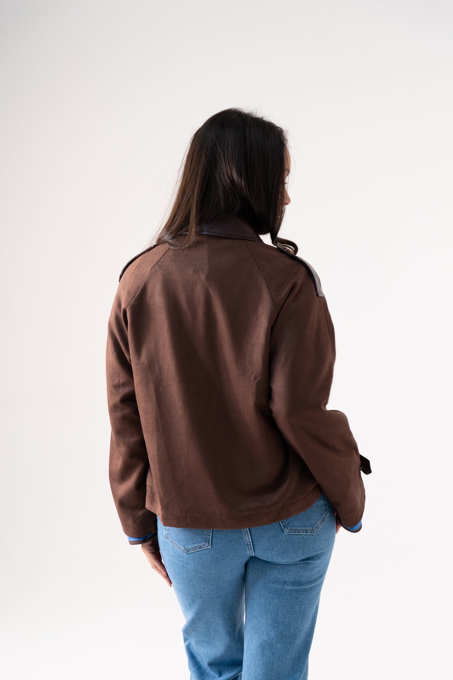 Kendra Faux Suede Jacket In Chocolate