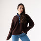 Kendra Denim Collar Jumper In Coffee
