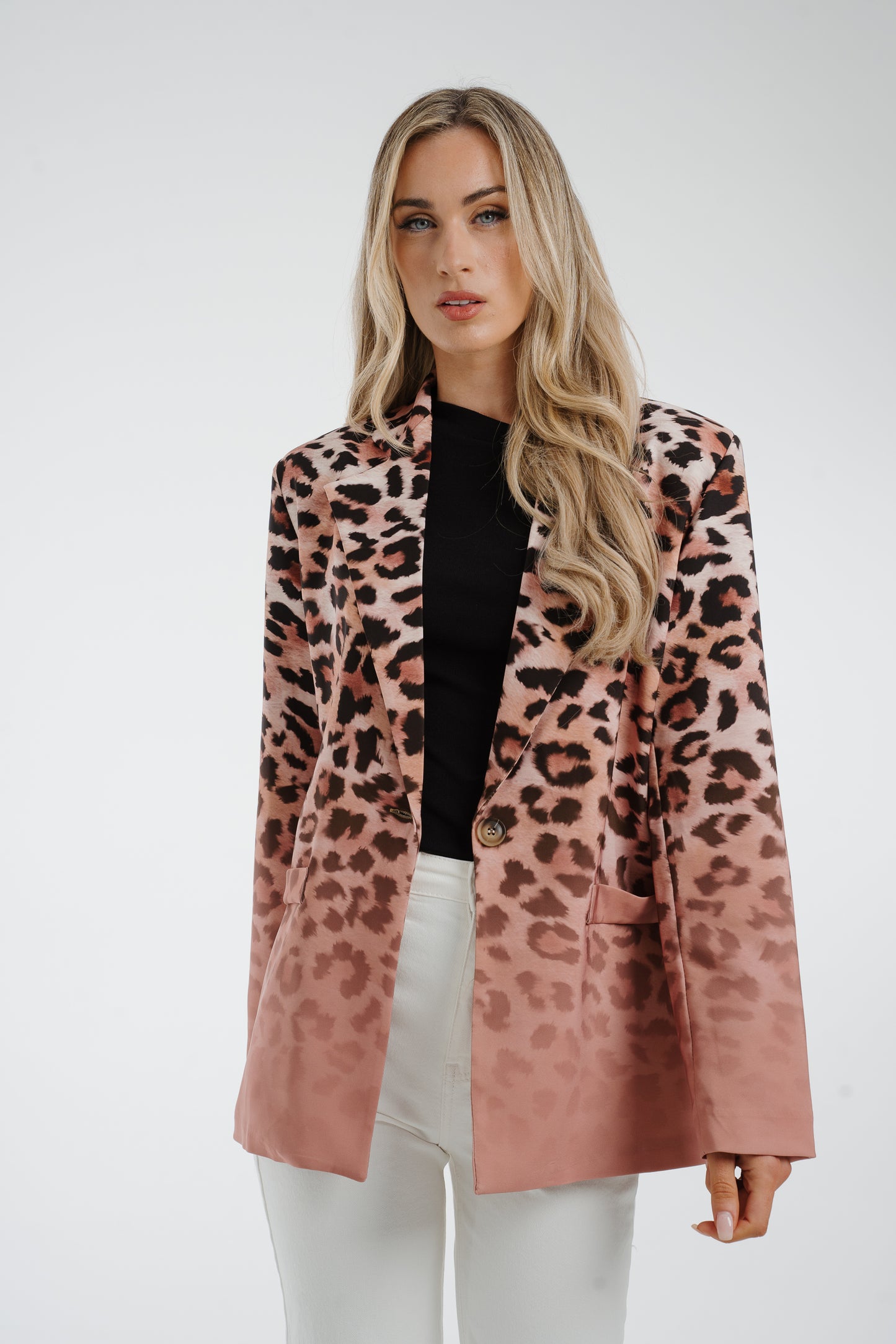 Polly Ombré Leopard Print Blazer In Tan