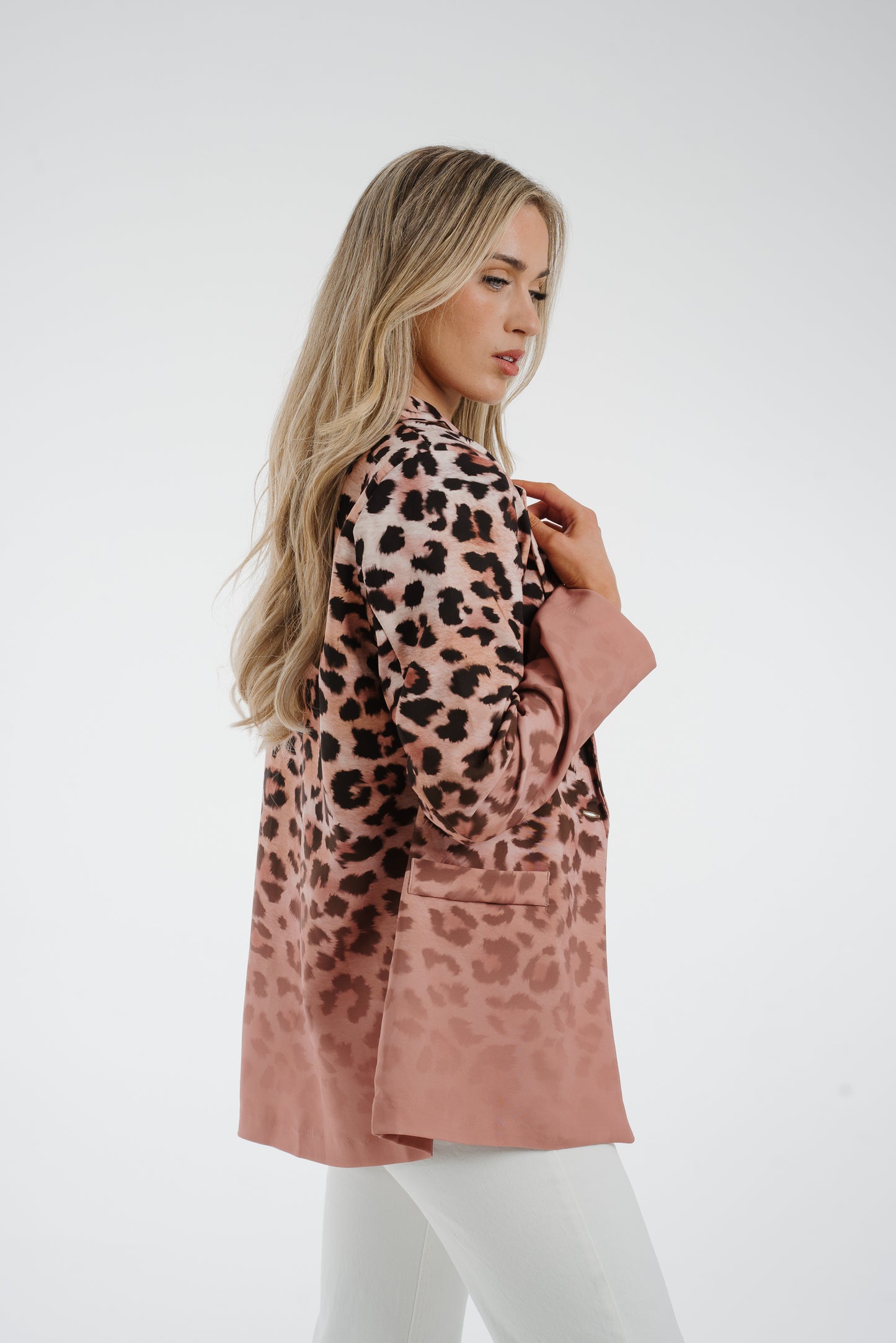 Polly Ombré Leopard Print Blazer In Tan