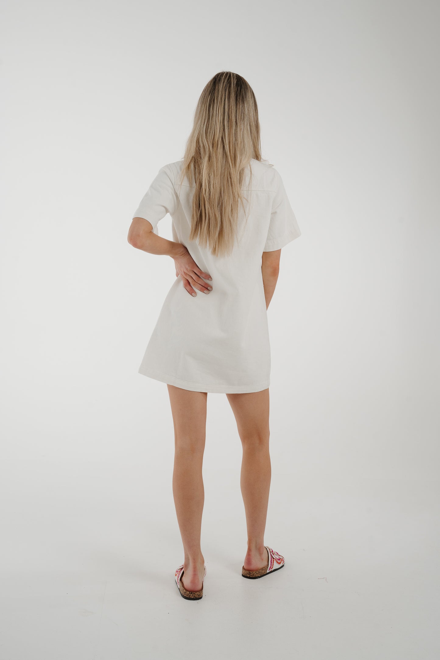Holly Denim T-Shirt Dress In Cream